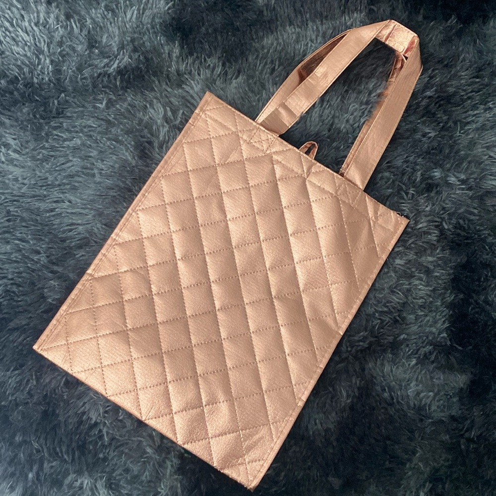 Shiny golden peach tote bag